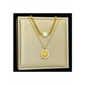 Colier auriu - din otel inoxidabil - in 2 straturi - suflat cu aur 18k - Amira C1 imagine