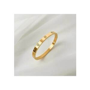 Bratara aurie - din otel inoxidabil - suflata cu aur 18k - tip bangle - cu pietre din zirconiu - Jannah C6 imagine