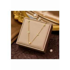 Colier auriu - din otel inoxidabil - suflat cu aur 18k - cu piese in forma de trifoi delicat - Ingelina C4 imagine