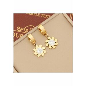 Cercei aurii - din otel inoxidabil - cu floricele - suflati cu aur 18k - Gaby C1 imagine