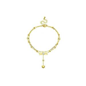 Bratara de picior - aurie - din otel inoxidabil - suflata cu aur 18k - cu inimioare si pietre - Aalia C4 imagine