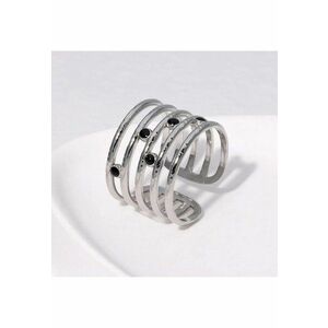 Inel argintiu - reglabil - din otel inoxidabil - suflat cu aur 18k - in straturi multiple - Pandora C8 imagine