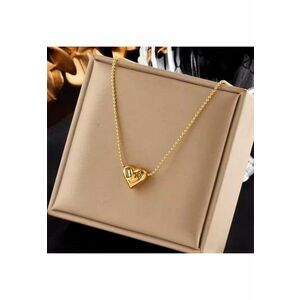 Colier auriu - din otel inoxidabil - cu pandantiv inima - cu pietre - suflat cu aur 18k - Tonna C2 imagine