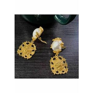 Cercei aurii - cu clips - cu perle si cap de leu - Law C3 imagine