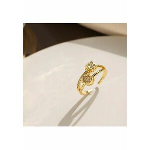 Inel auriu - reglabil - din otel inoxidabil - suflat cu aur 18k - cu pietre din zirconiu - Oddny C8 imagine