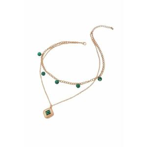 Colier auriu - in 2 straturi - cu bile verzi - Malue C20 - imagine