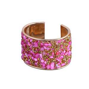 Bratara aurie - reglabila - cu pietre roz - Maz C1 imagine