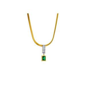 Colier auriu - din otel inoxidabil - cu pietre - suflat cu aur 18k - Rahel C5 imagine