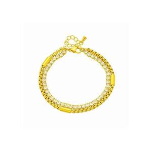 Bratara aurie - din otel inoxidabil - suflata cu aur 18k - dubla - tennis - cu din imagine