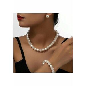 Set colier - bratara si cercei - auriu - cu perle - Aleksi C16 imagine