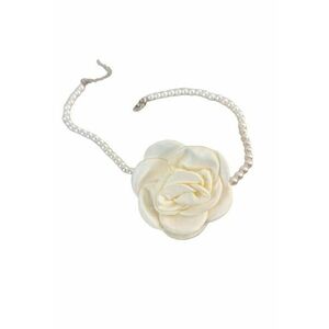 Colier choker - cu perle si floare alb unt - Bedine C14 - imagine