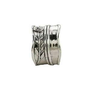 Inel argintiu - lat - cu model in relief - trandafir - Nenya C2 - 8 (circumferinta: 57 mm imagine