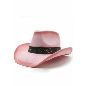 Palarie roz - stil cowboy - de vara - handmade - cu accesoriu detasabil - Skylar imagine