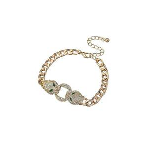 Bratara aurie - cu zale - pietre si cap de pantera - Lungime: 21 cm - Penny C7 imagine