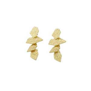 Cercei aurii - cu clips si textura sifonata - Bianco C6 - imagine