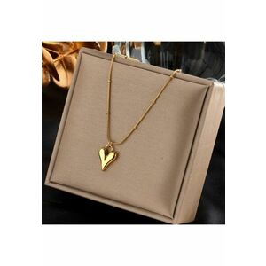 Colier auriu - din otel inoxidabil - suflat cu aur 18k - cu pandantiv inima - Heralda C3 imagine