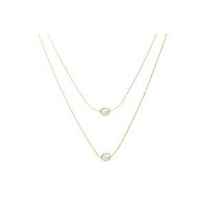 Colier auriu - din otel inoxidabil - in 2 straturi - cu perlute - suflat cu aur 18k - Amunda C1 imagine