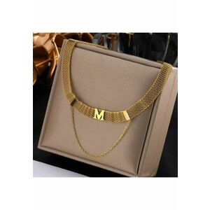 Colier auriu - din otel inoxidabil - cu litera M - suflat cu aur 18k - Taki C2 imagine