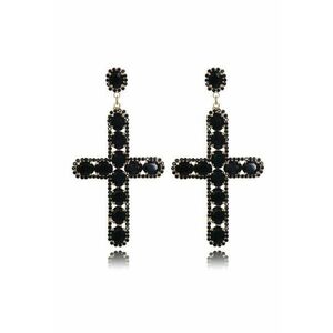 Cercei aurii - forma de cruce - cu pietre negre - Pierre C3 imagine