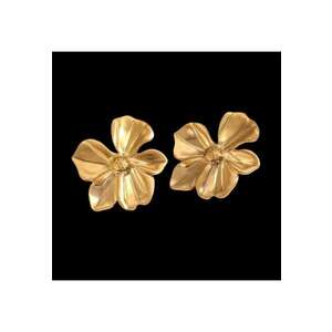 Cercei aurii - din otel inoxidabil - forma de floare - suflati cu aur 18k - Golla C2 imagine