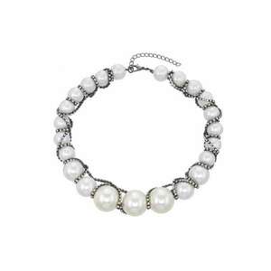 Colier argintiu - cu perle si pietre - Olia C13 imagine