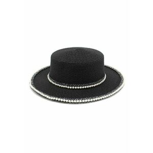 Palarie dama - neagra - de vara - stil canotiera - cu perle - Audrey imagine