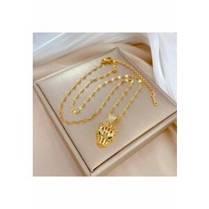 Colier auriu - din otel inoxidabil - cu pandantiv leopard si pietre - suflat cu aur 18k - Berta C12 imagine