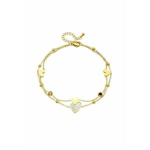 Bratara de picior - aurie - din otel inoxidabil - suflata cu aur 18k - cu inimioare si pietre - Abbygail C4 imagine