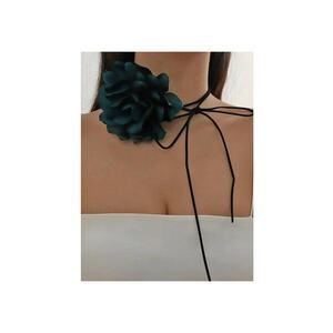 Colier choker - verde inchis - cu floare - Benny C15 - imagine