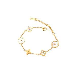 Bratara aurie - din otel inoxidabil - suflata cu aur 18k - cu piese diverse - Iveta C5 imagine