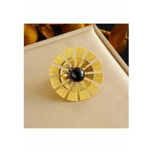 Inel auriu - reglabil - din otel inoxidabil - suflat cu aur 18k - forma de soare - Clarice C4 imagine