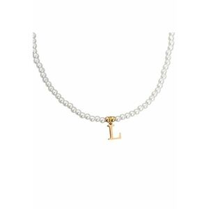 Colier auriu - cu perlute si pandantiv cu litera L C2 imagine