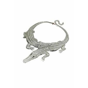 Colier argintiu - forma de crocodil - cu pietre - Luiza C2 imagine