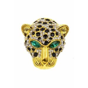 Brosa aurie - forma de cap de pantera - cu pietre - Mariel C9 - imagine