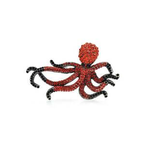 Brosa argintie - forma de caracatita - cu pietre rosii - Isedor C2 - imagine