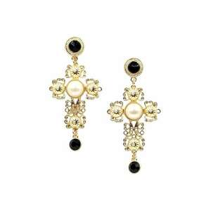 Cercei aurii - forma de cruce - cu perle - Susie C4 - imagine