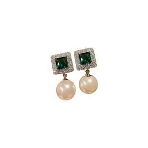 Cercei argintii - cu pietre din zirconiu si perle - Marko C8 imagine