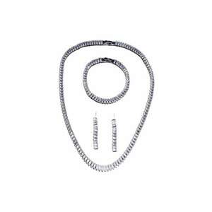 Set colier - cercei si bratara - tennis - argintiu - cu pietre din zirconiu - Nich C16 imagine