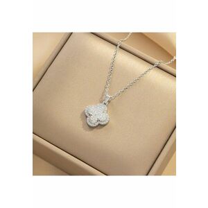 Colier argintiu - din otel inoxidabil - suflat cu aur 18k - cu pietre din zirconiu - Hera C3 imagine