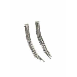 Cercei argintii - lungi - cu clips si pietre - Cathy C3 imagine