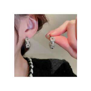 Cercei argintii - semirotunzi - cu pietre din zirconiu - Fanney C7 - imagine