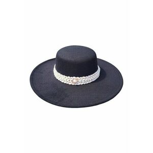 Palarie neagra - stil canotiera - cu bor lat - handmade - Serin imagine