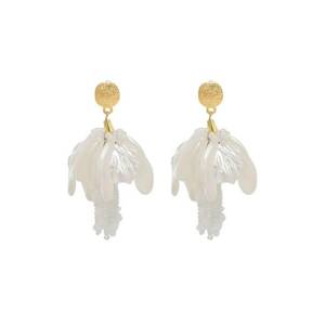 Cercei aurii - forma de floare - cu petale albe - Paola C3 - imagine