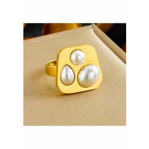 Inel auriu - reglabil - din otel inoxidabil - suflat cu aur 18k - cu perle - Cissy C4 imagine