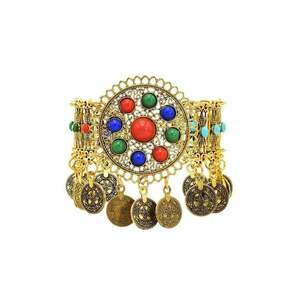 Bratara aurie - stil indian - cu banuti si margelute colorate - Berno C24 - imagine