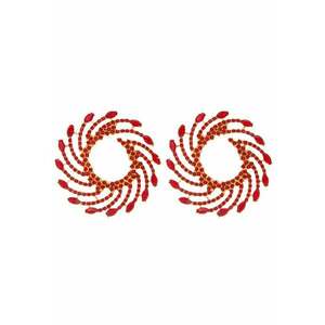 Cercei aurii - rotunzi - cu pietre rosii - Reena C8 - imagine