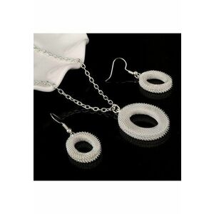 Set colier si cercei - argintiu - cu piese rotunde - Joel C12 - imagine