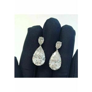Cercei argintii - forma de lacrima - cu pietre din zirconiu - Petra C8 - imagine