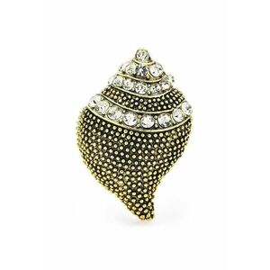 Brosa aurie - forma de scoica - cu pietre - Iva C6 - imagine