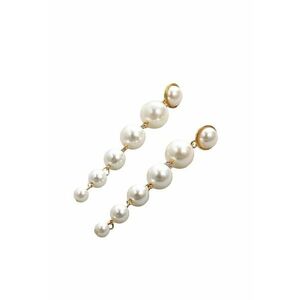 Cercei aurii - cu clips - lungi - cu perle - Irmelin C5 - imagine